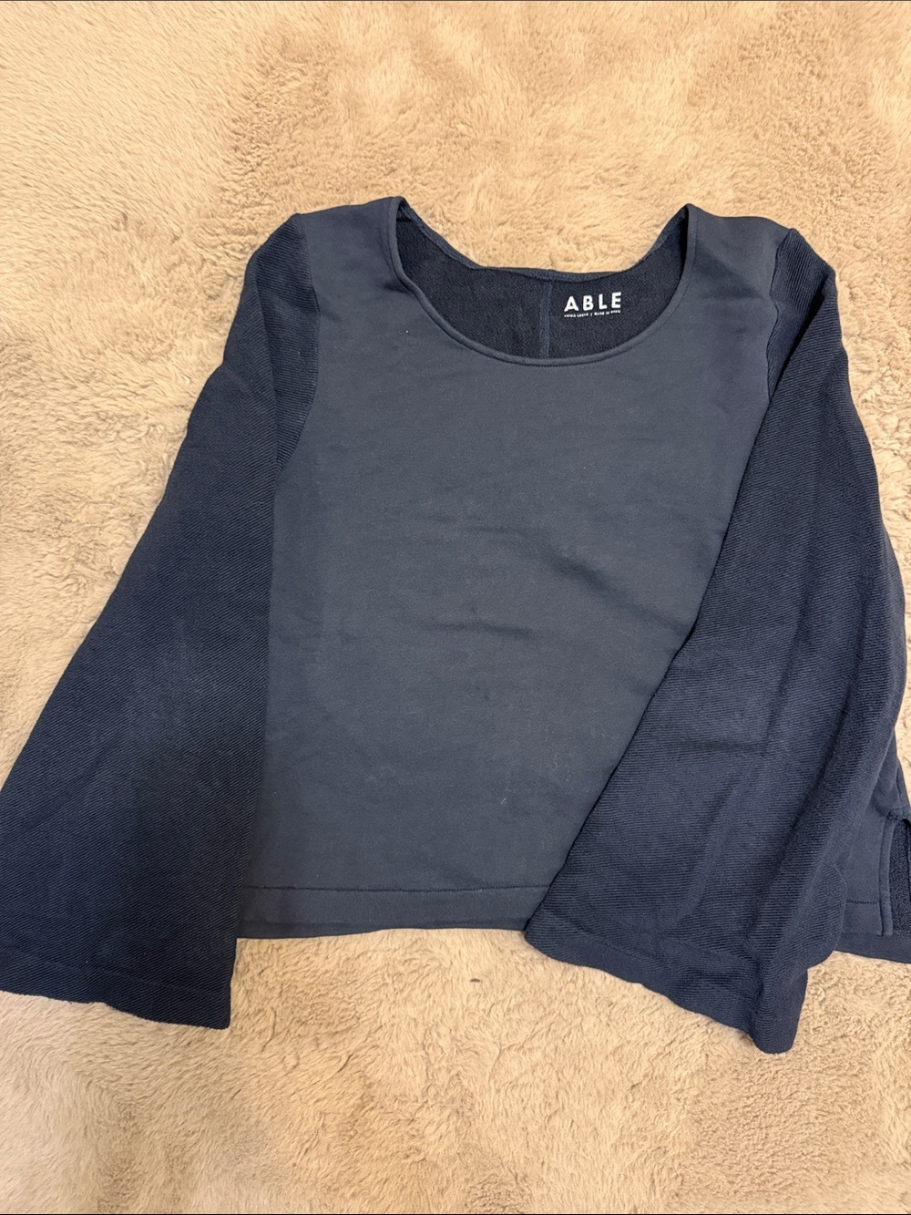ABLE Dark Navy Scoop Neck Long Sleeve Top